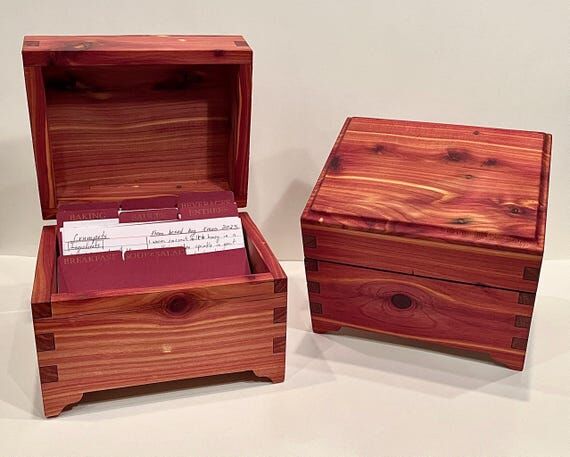 Handmade Cedar Recipe Box: Reclaimed Wood wit...