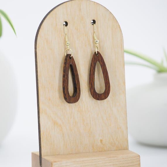 Smooth Teardrop Wood Earrings | Classic Simpl...