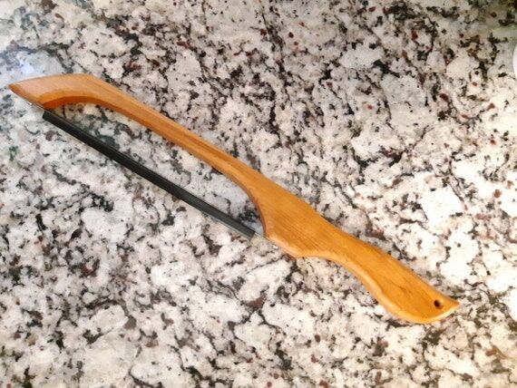 Handcrafted Cherry Wood Bread Knife, Serrated...