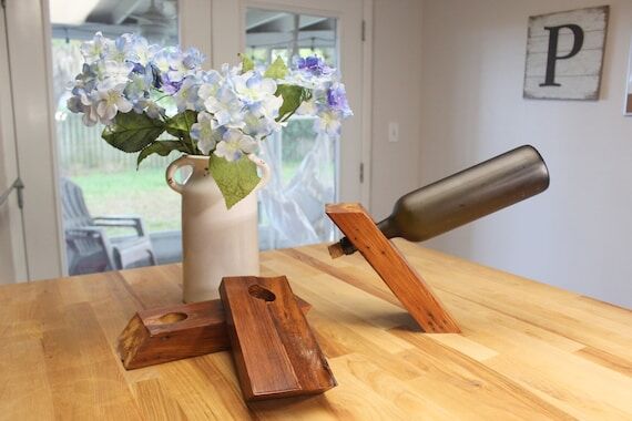 Wine bottle holder Reclaimed wood floating wi...