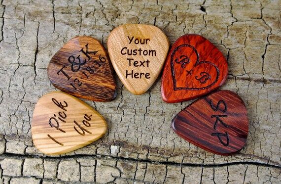 Engraved Wood Guitar Pick: Handmade Personali...