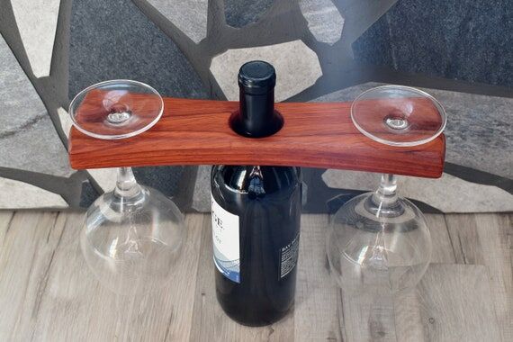 Handmade Wooden Wine Glass Holder Caddy...