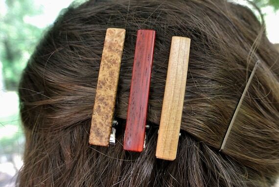 Custom Engraved Wood Hair Clip - Personalized...