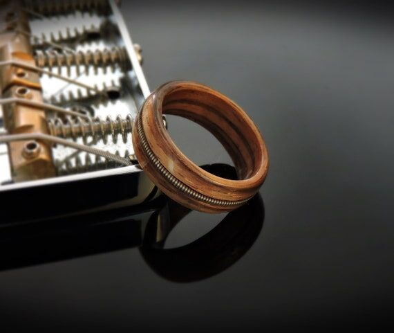 Guitar String Wood Ring Handmade Bentwood Rin...