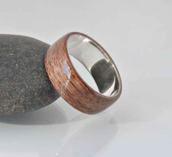 Handmade Wood Ring With Sterling Silver. Desi...