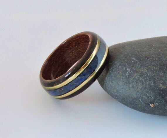 Handmade Dual Wood And Lapiz Ring. Design Yo...
