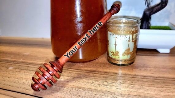 Personalized Wooden Honey Dipper: Handcrafted...
