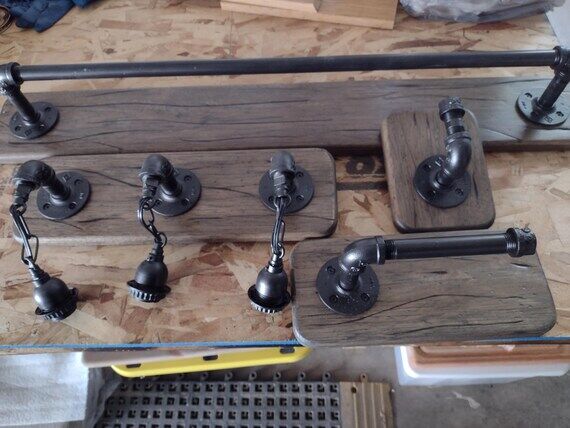 Mason jar lites set with towel holder, hook, ...