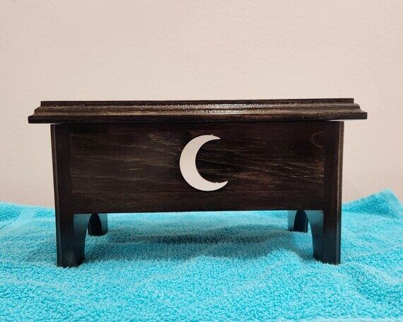 Handmade Wooden Moon Storage Box: Halloween D...