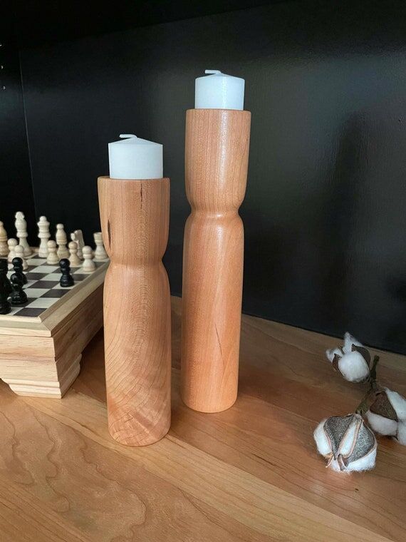 Handmade Cherry Wood Candle Holders For Votiv...