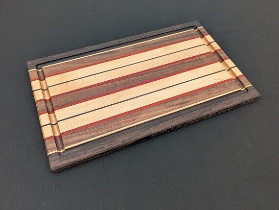 Grooved Exotic Wooden Cutting Board- Padauk, ...