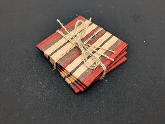 Wooden Coasters- Set of 4- Exotic Woods- Dark...