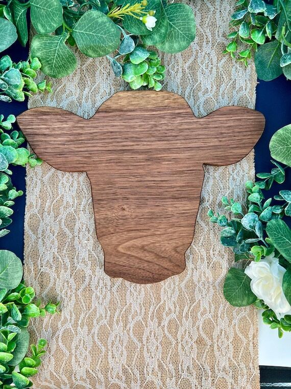 Cow Shaped Cutting Board, Handmade Hardwood C...