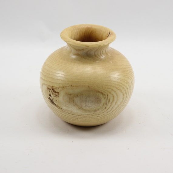 Live Edge Ash Hollow Form Weed Pot, Rustic Wo...