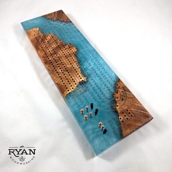 Premium Handmade Maple Burl Cribbage Board: T...