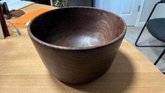 Large Hand-turned Walnut Wood Bowl - Handmade...