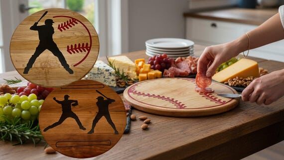 Baseball Themed Handmade Wooden Charcuterie B...