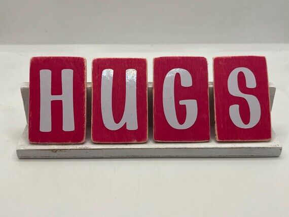 Valentines Tiered Tray Sign, HUGS mini wood ...