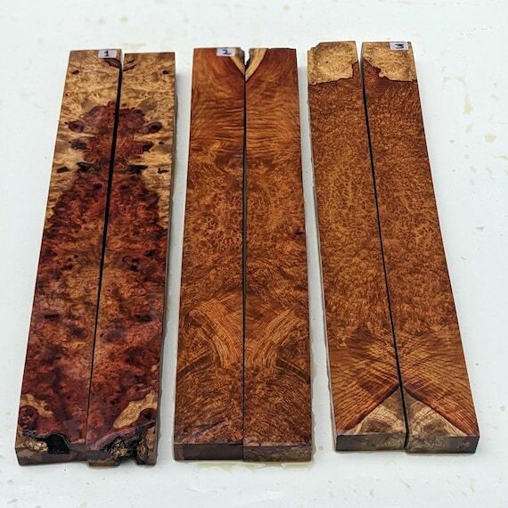 Bookmatched Amboyna Burl Knife Scales – Exo...