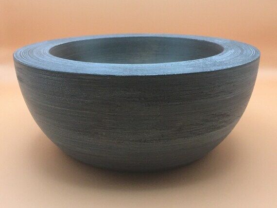 Mahogany Hand Turned Bowl with Blue Textured ...