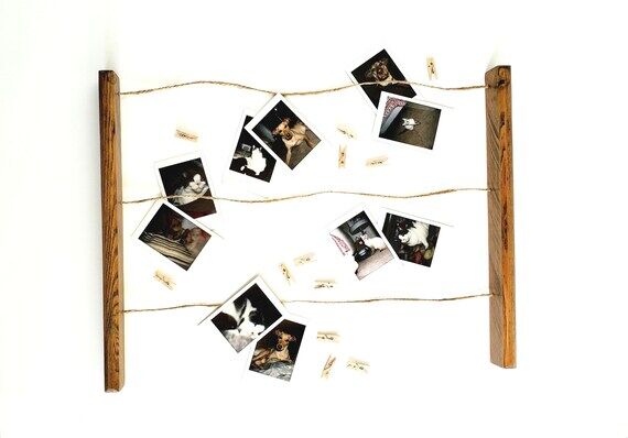Wall Mounted Photo Display: Rustic Wood Colla...
