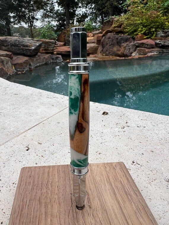 Deep green with black & white acrylic with bu...