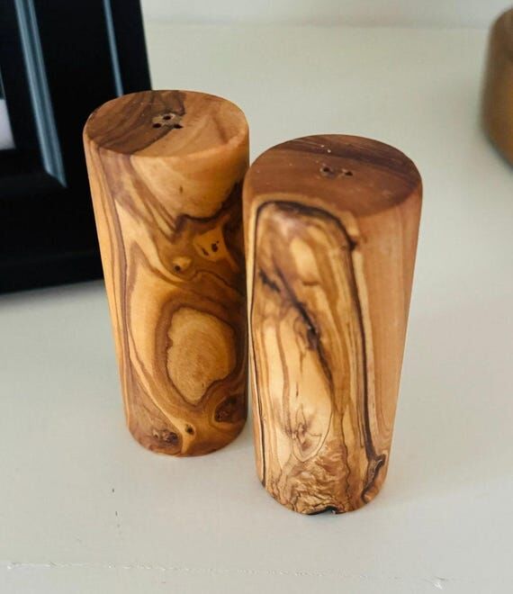 Olive Wood Salt & Pepper Shakers| Set of 2| M...
