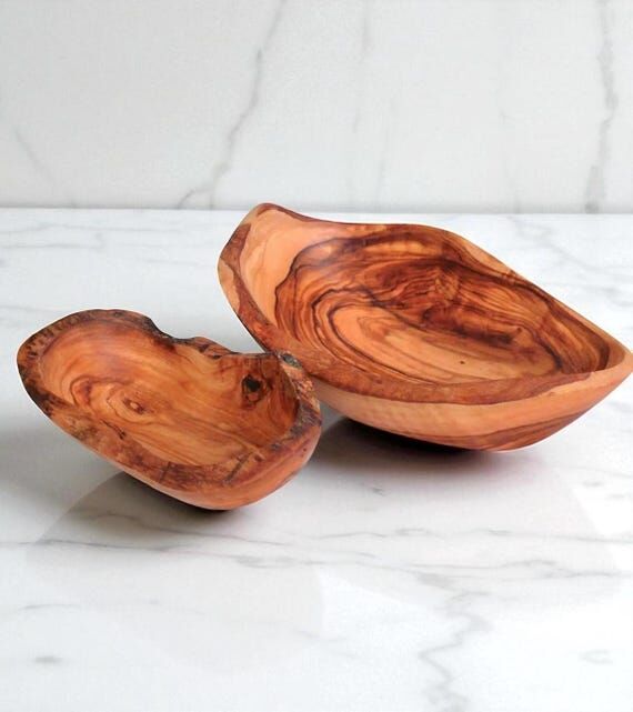 Rustic Live Edge Olive Wood Snack Bowl | Hand...