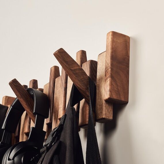Solid Walnut Beech Wood Piano Coat Rack, Spac...