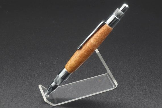 Handmade Silk Oak Click Pen: Chrome Ballpoint...
