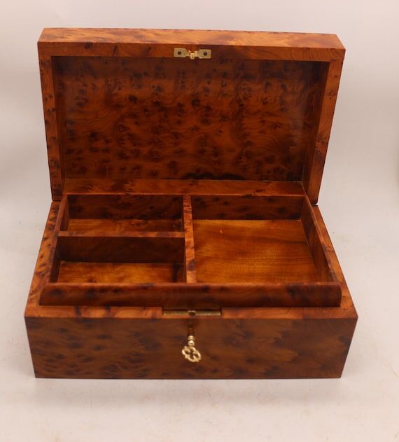 Hand-Crafted Wooden Jewelry Box With Two Stor...