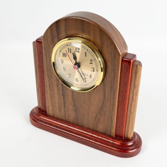 Art Deco Wood Clock – Handmade Walnut Mante...