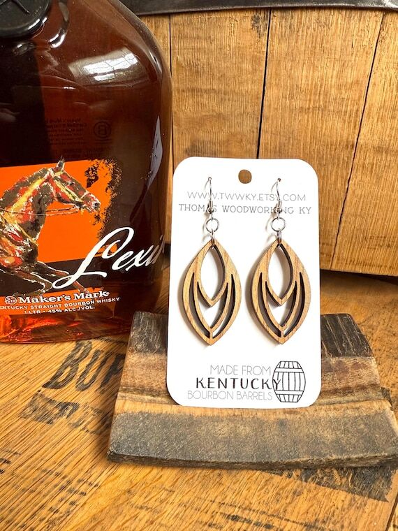 Bohemian Wood Dangle Earrings: Reclaimed Kent...