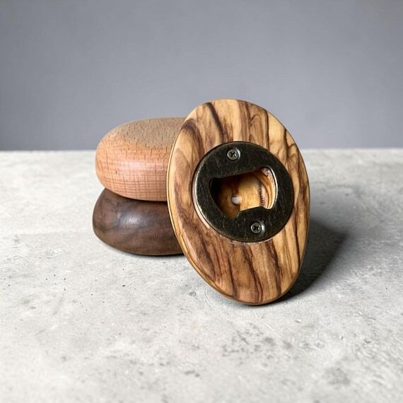 PEBBLE BOTTLE OPENER Handmade Rock Themed Woo...