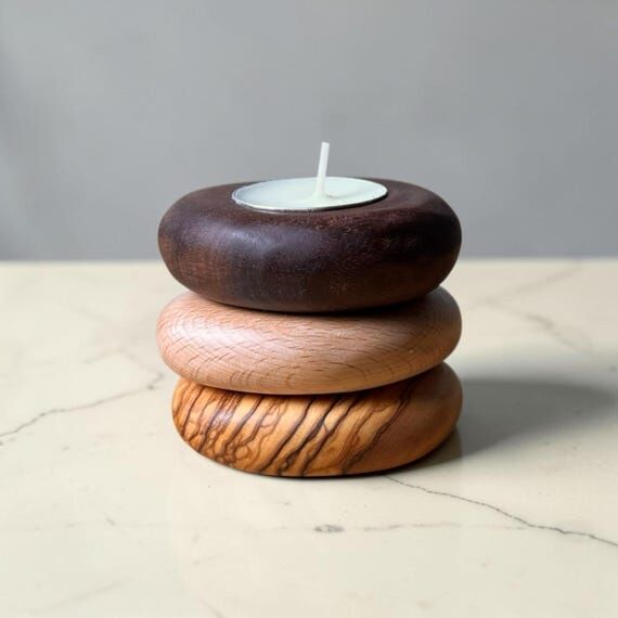PEBBLE TEALIGHT HOLDER Handmade Rock Themed W...