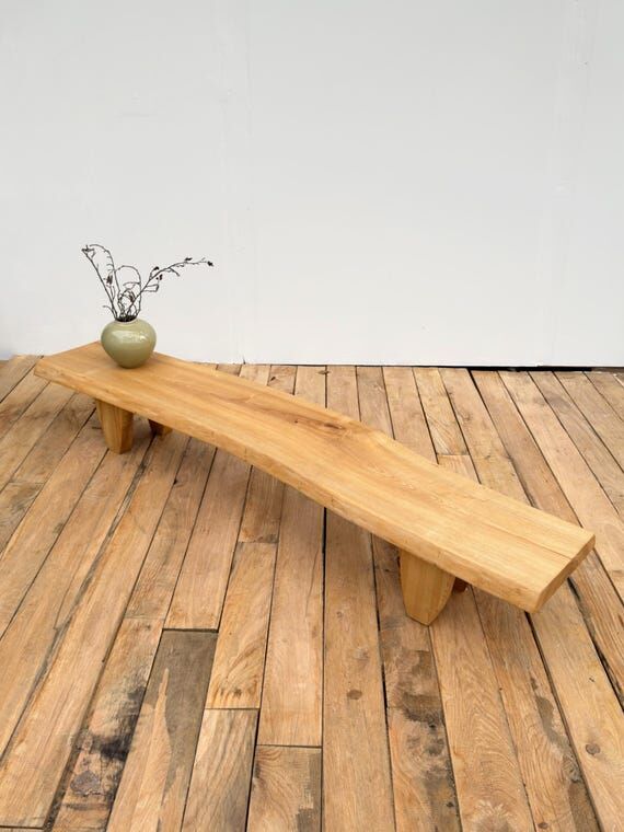 Handmade Wabi Sabi Ash Bench, Live Edge Wavy ...