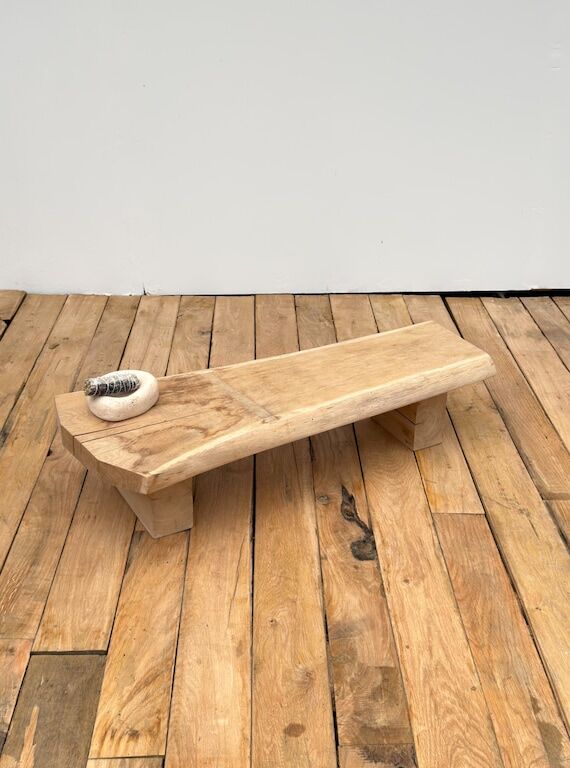 Solid Oak Bench, Handmade Wabi Sabi Low Bench...