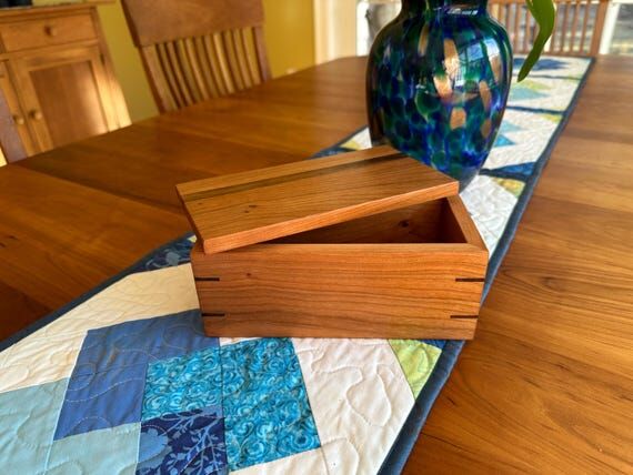Handcrafted Small Cherry Wood Keepsake Box: P...