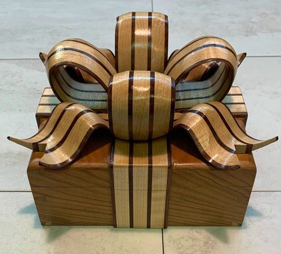 Wooden Keepsake Ribbon Gift Box...