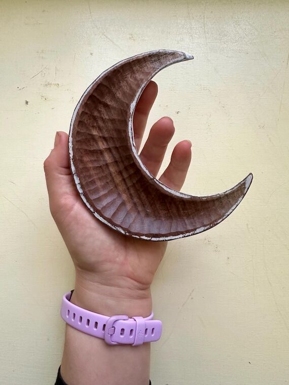 Handmade Walnut Crescent Moon Trinket Dish - ...