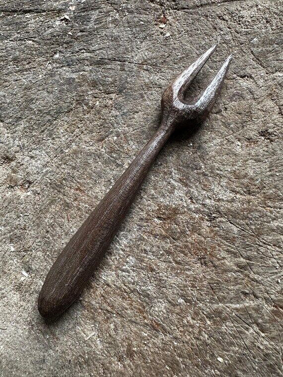Hand-Carved Walnut Pickle Fork, Charcuterie B...