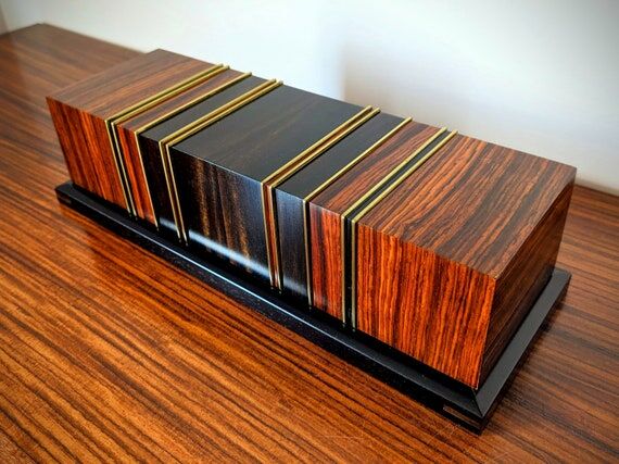 Hand crafted wood watch box, ebony, cocobolo,...