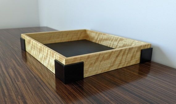 Handcrafted ebony and yellow heart wood tray...