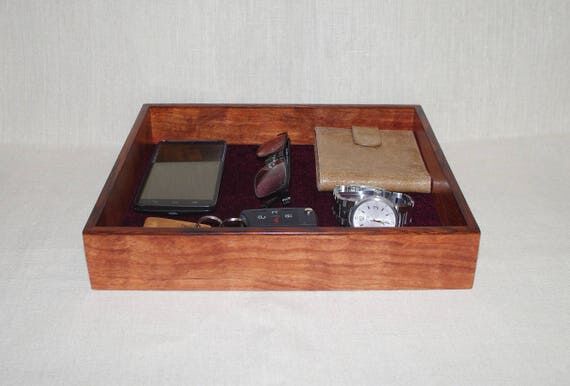 Handmade Bubinga wood valet tray box...
