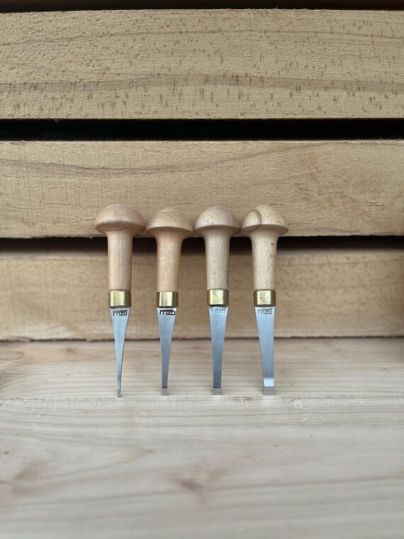 Handmade Palm Micro Chisel Set of 4, Woodwork...