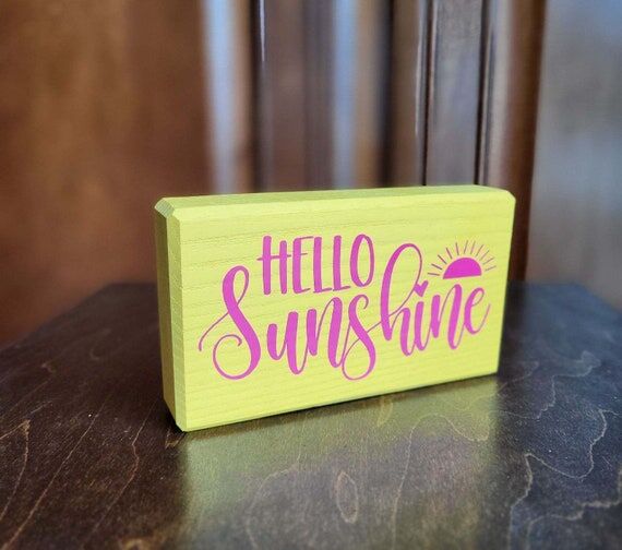 Summer Sign, Yellow Wood Sign, Hello Sunshine...