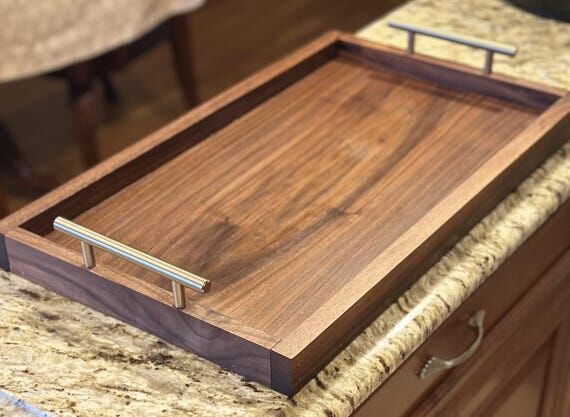 Serving Tray, Handmade Black Walnut Serving T...