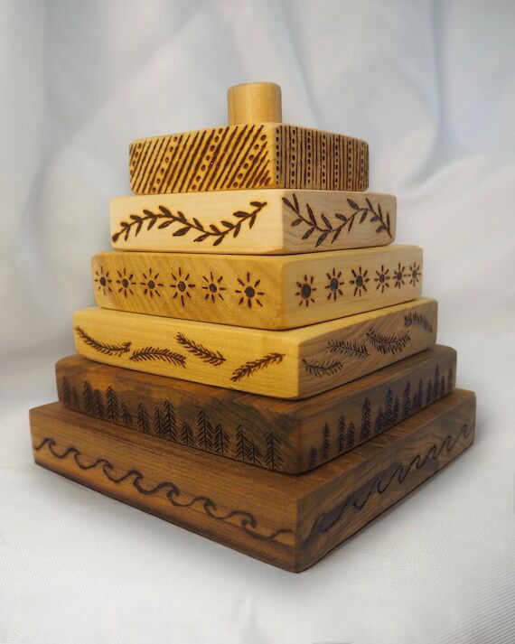 Stacking Toy, Wooden Childrens Toy, Montessor...