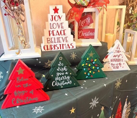 Wood Christmas Tree Blocks: Holiday Decor, Sn...