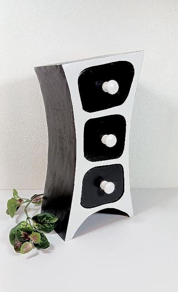 Hand-Painted Whimsical Trinket Box | Black an...